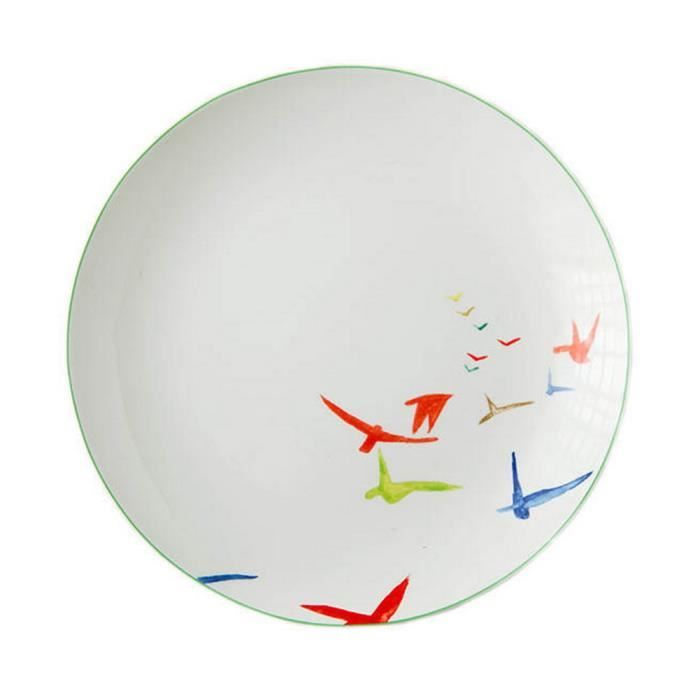 Rond Moderne Assiette de plats Assiette de céramique Assiettes en porcelaine Oiseaux