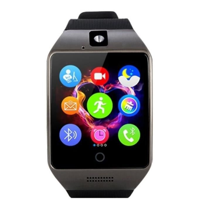 Montre Android iOs Smartwatch Connectée Appels SMS Sim Podomètre Anti Perte Noir +SD 32Go - YONIS