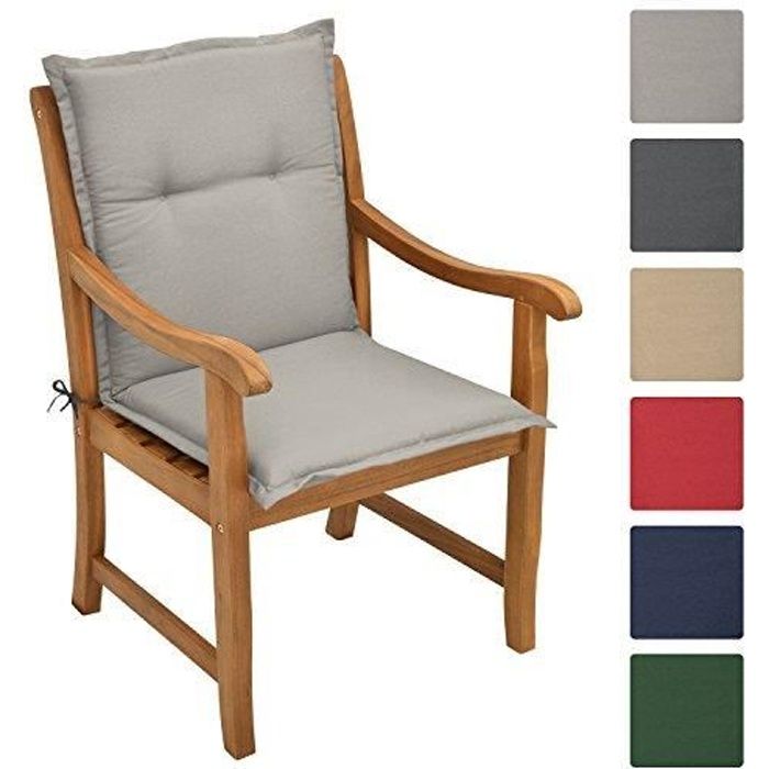 Beautissu Coussin dossier bas Loft NL 100x50x6cm Gris Clair - Coussin chaise bas - Coussin exterieur jardin