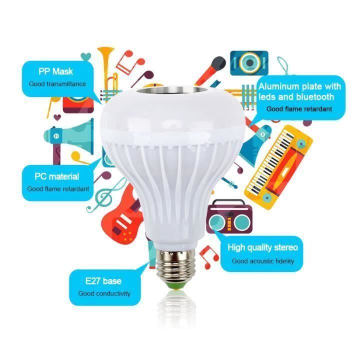 Telecommande RGB Musique Bluetooth Ampoule Led intelligente 