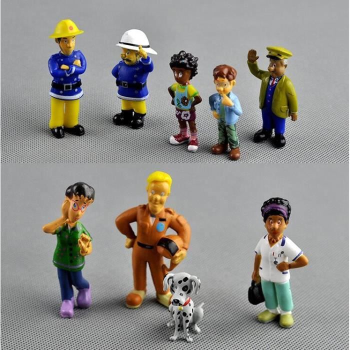 12 pcs / ensemble anime pompier Sam figurine figurine PVC chiffres poupée jouets 3-6 cm mignon de bande dessinée pour la collection