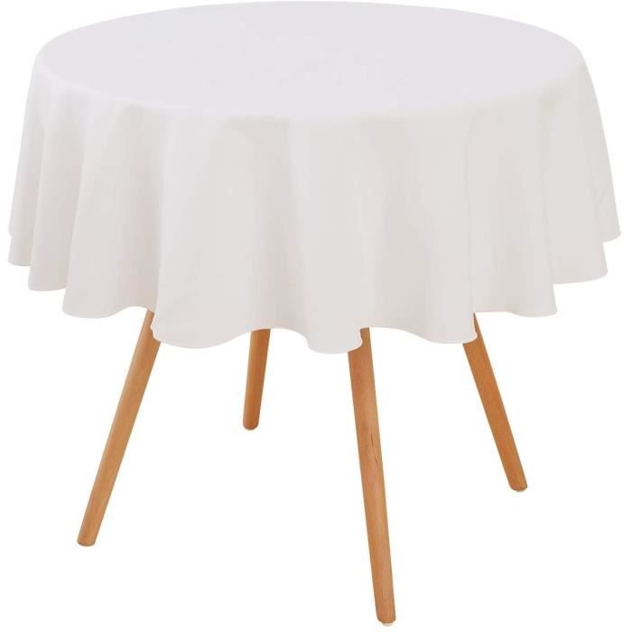 NAPPE Deconovo Nappe Blanc Ronde Decoration Exterieur Impermeable Nappe Table Basse de Jardin en Salon 160cm174