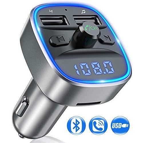 Bovon Transmetteur FM Bluetooth, Kit Voiture Émetteur FM sans Fil Adaptateur Radio Lecteur MP3 avec Appel Main Libre, Dual USB