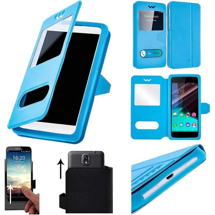 Etui Housse Pochette Coque Bleu Blue Ciel Turquoise Pour smartphone entre 5.3' Et 5.8' Universelle Compatible