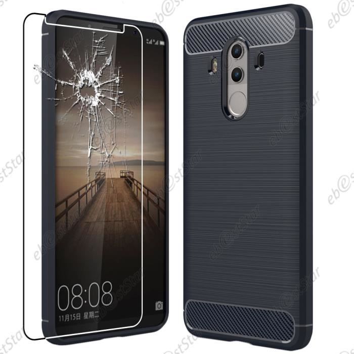 ebestStar ® pour Huawei Mate 10 Pro (2017) - Coque Motif Fibre Carbone Luxe 2 barres horizontales Silicone Gel Coussins d'Air +