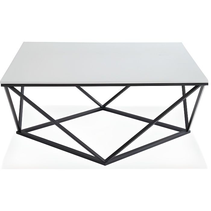 Table basse carrée marbre blanc & métal noir - Roxy - ELLE DECORATION