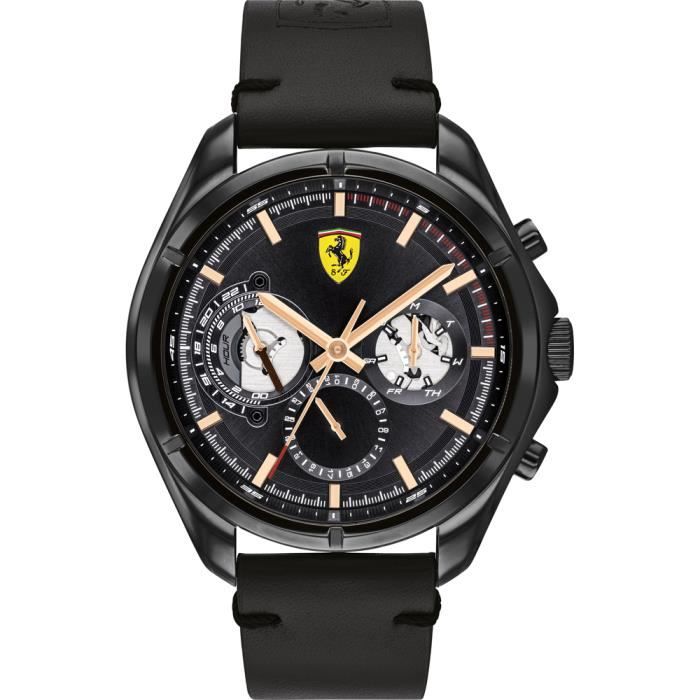Ferrari - Montre Hommes - Quartz Multi-Cadrans - Bracelet Cuir Noir - 0830752