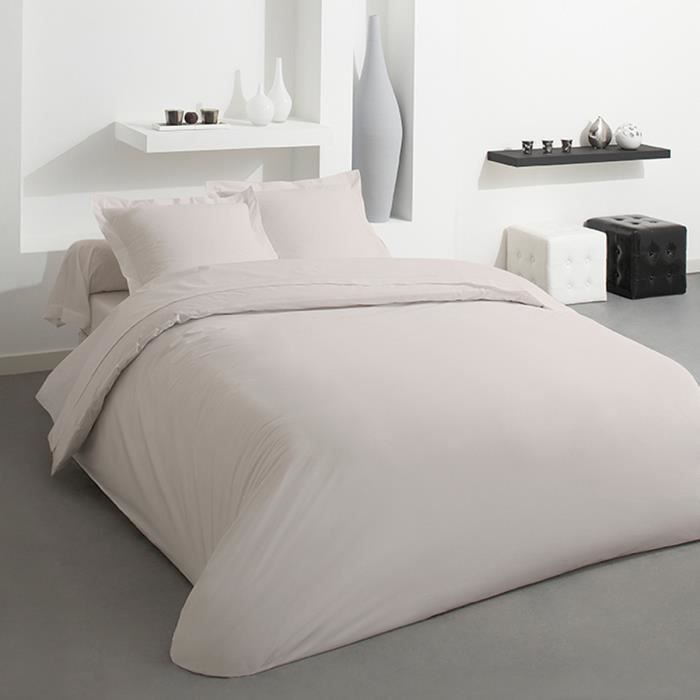 Parure Hc Unie Coton 57 Fils 1 housse couette 140x200 + 1 taie oreiller 65x65 GRIS FONCÉ