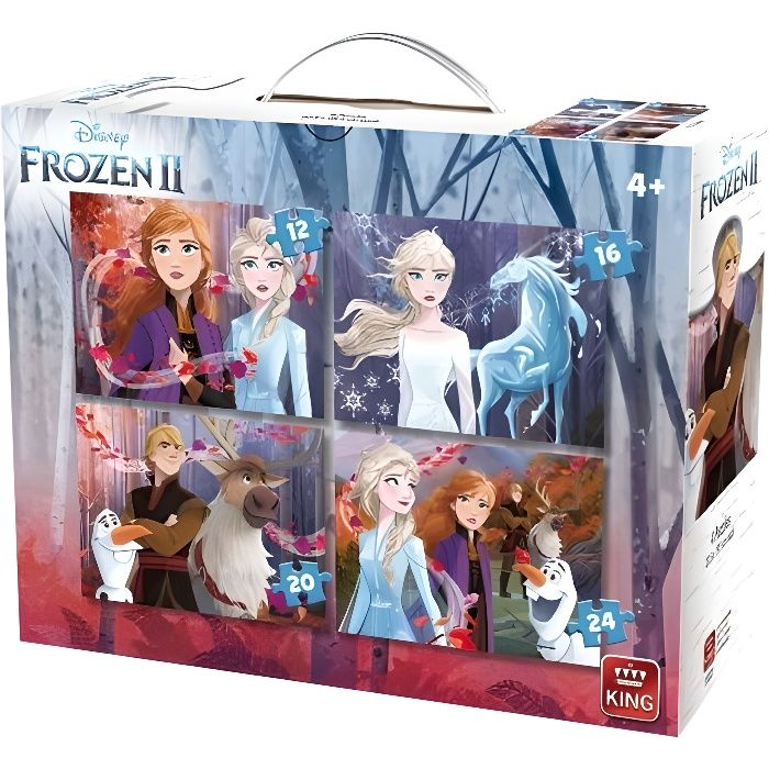 Coffret De 4 Puzzles Enfant Disney 12 - 16 - 20 - 24 Pieces La Reine Des Neiges