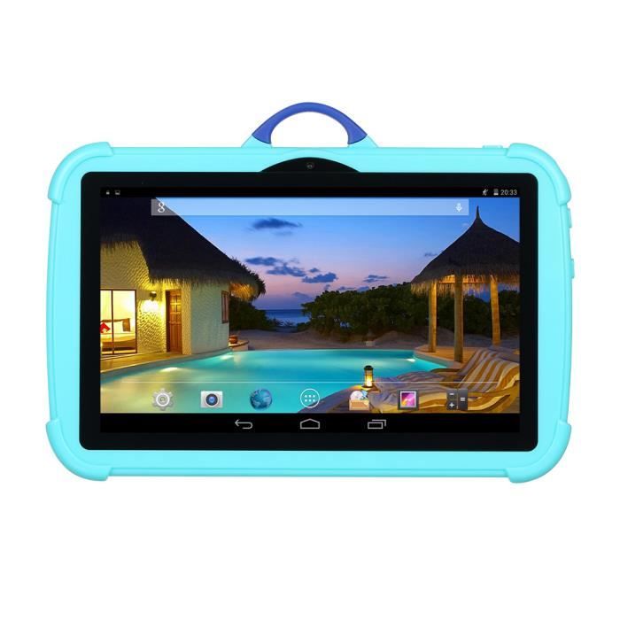 Q88 7 pouces Tablette Enfants Écran IPS Résolution 1024*600 2 Go + 16 Go Mémoire Android 6.0 avec la connexion WiFi/BT Bleu
