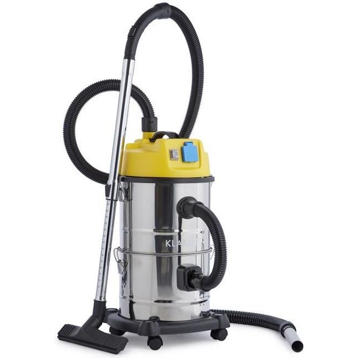 Klarstein Reinraum Aspirateur 3 en 1 sec et humide, souffleur et aspirateur de cendres 1800W, accessoires et réservoir 30l - Inox