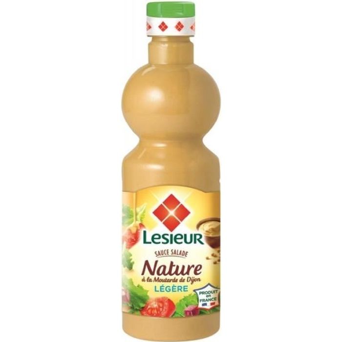LESIEUR - Sauce Salade Nature À La Moutarde De Dijon Legère 500Ml - Lot De 4