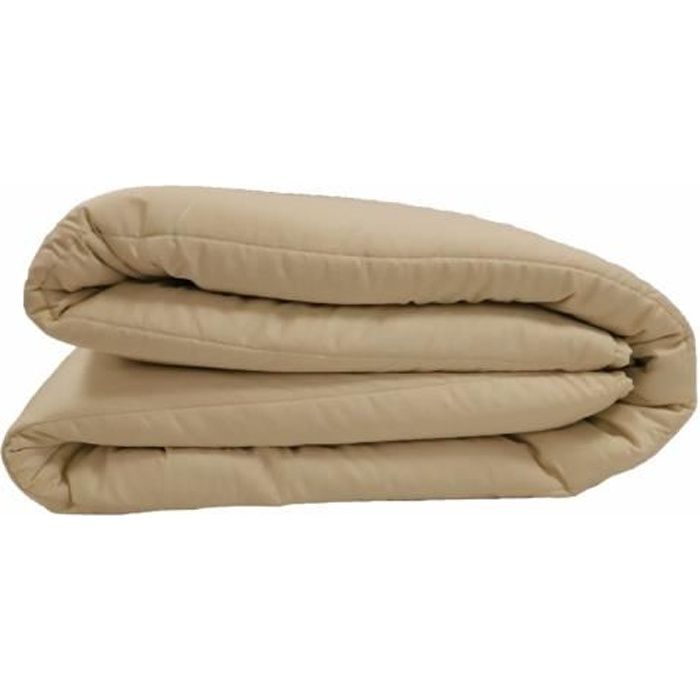 LINANDELLE - Couette hiver Naturelle enveloppe Satin garnissage Laine Mérinos CALIENTE - Blanc cassé - 240x260 cm