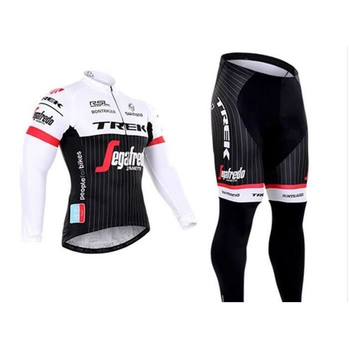 TREK Segafredo Maillot de Cyclisme longues Manches Courtes + Pantalons à Bretelle Vélo Ville Selle de Silicone Ensemble de Vêtement