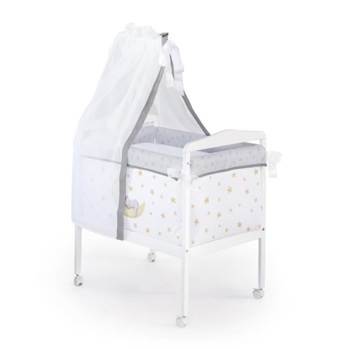 NAF NAF- Berceau bébé en bois MARLON NIGHT  gris de 0 à 12 mois jusqu'a 9 kg