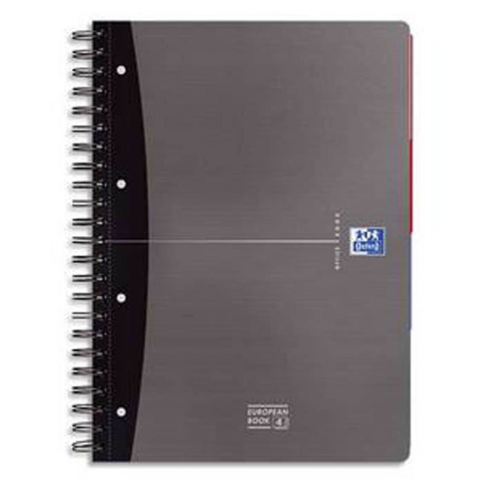 Lot de 5 Cahiers reliure spirales, Format 21 x 31,8 cm (A4+), 240 pages, petits carreaux, couverture rigide - OXFORD OFFICE
