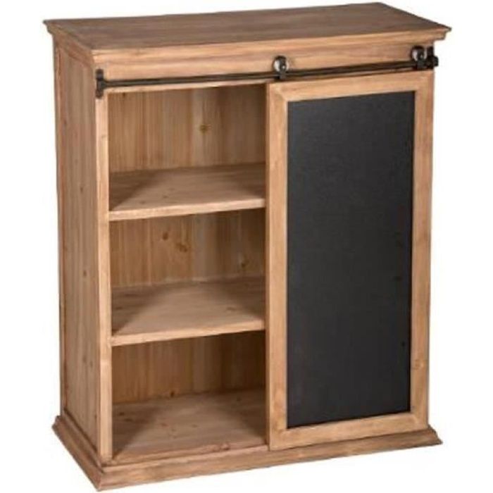 Buffet en bois avec 1 porte coloris marron - Dim : L 80 x l 35.8 x H 92 cm
