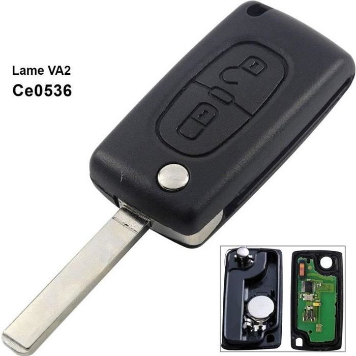 Clé complète avec électronique à Programmer PLIP Citroen C1 C2 C3 C4 C5 Berlingo Picasso Peugeot 207 208 307 308 3008 807 Co 2784