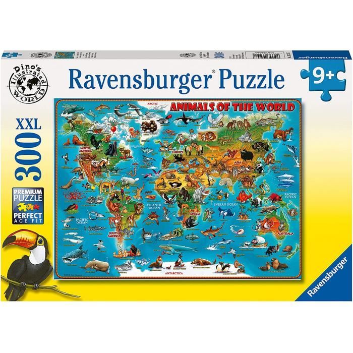 Ravensburger Puzzle Pour Enfants 13257 - Animaux Rond Pour Monde - 300 Pièces