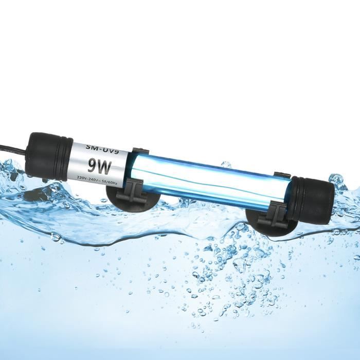 9W UV Stérilisateur Submersible Lampe Lumière Ultraviolet Désinfection d'eau pour Aquarium Fish Tank Réservoir de poissons