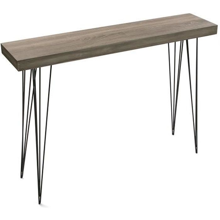 Versa Dallas Meuble d'Entrée Étroit pour l’Entrée ou Couloir, Table console, Dimensions (H x l x L) 80 x 25 x 110 cm, Bois et métal,