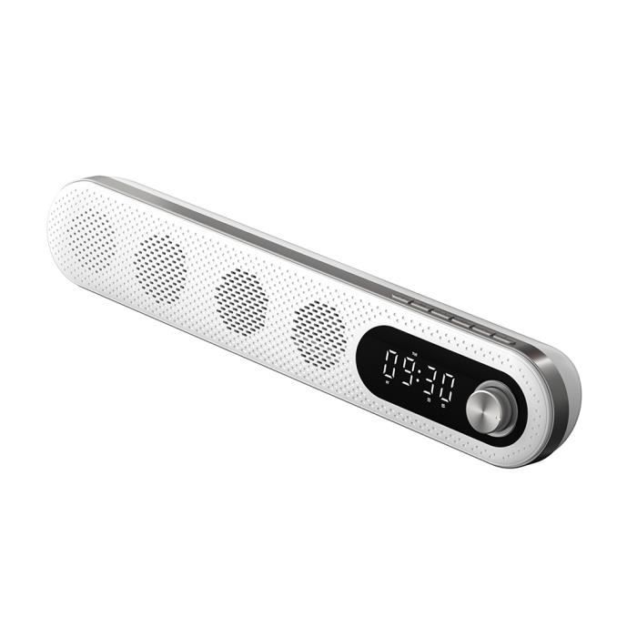 Enceinte BT WE av ecran LCD 10W affichage heure et temperature int dual alarme, lecteur USB/Micro SD Radio FM, Aux in, blanc
