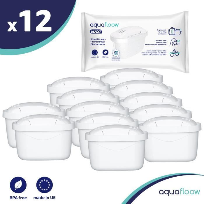 Aquafloow Cartouche Filtre Eau, Remplacement pour Brita Maxtra Plus, Wessper AquaMax, Dafi Unimax, PearlCo Unimax (12 filtres)