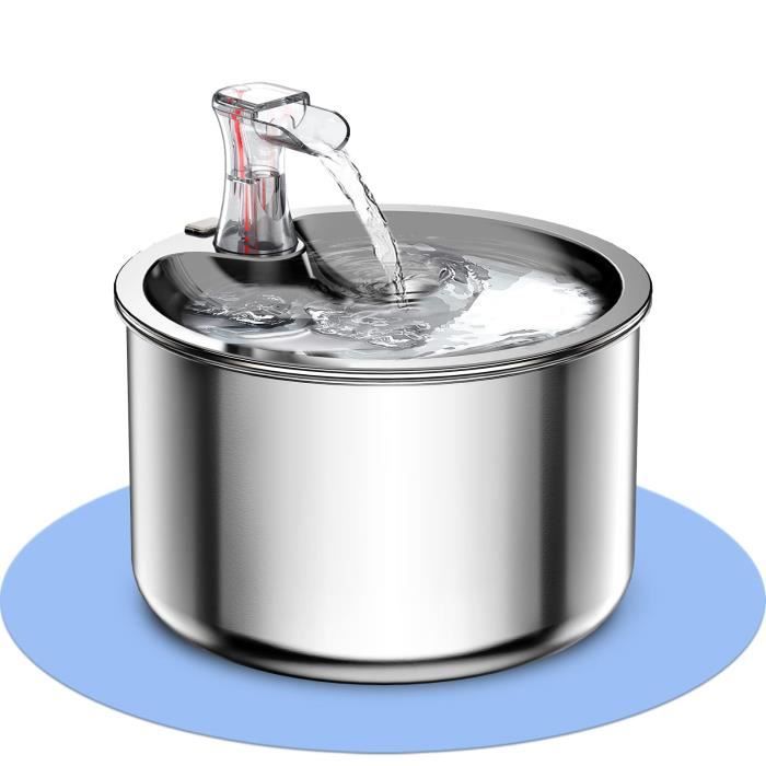 Fontaine à Eau pour Chat Chien, 2L Distributeur Eau pour Chat Ultra Silencieux, Fontaine à Boire Automatique en Acier Inoxydable