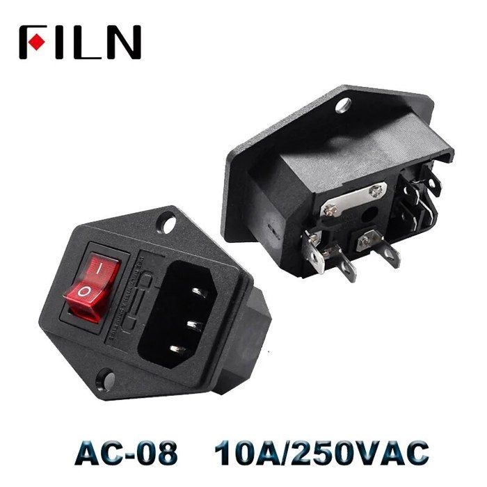 AC-01 AC-14-F16 Prise D'alimentation 250V Interrupteur à Bascule Laiton