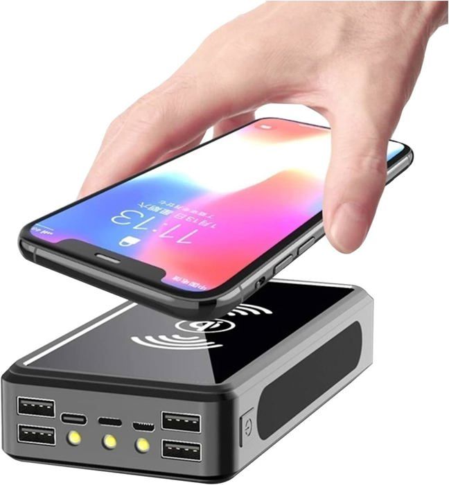 Chargeur Solaire Portable 16800mAh - 5 Sorties, Charge Sans Fil, Lampe LED, étanche