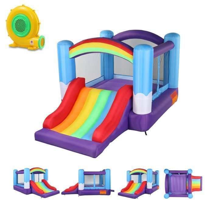 LALAHO Château Gonflable 2 en 1 avec Aire de Saut&TobogganCharge Max 135KG360x240x189cmavec Souffleur