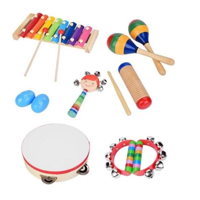 Ensemble De 33 Instruments De Musique En Bois Pour Enfants - Xylophone, Tambourin, Maracas, Etc. - Jouet éducatif Montessori - À Partir De 1 An - Sac De Rangement Inclus