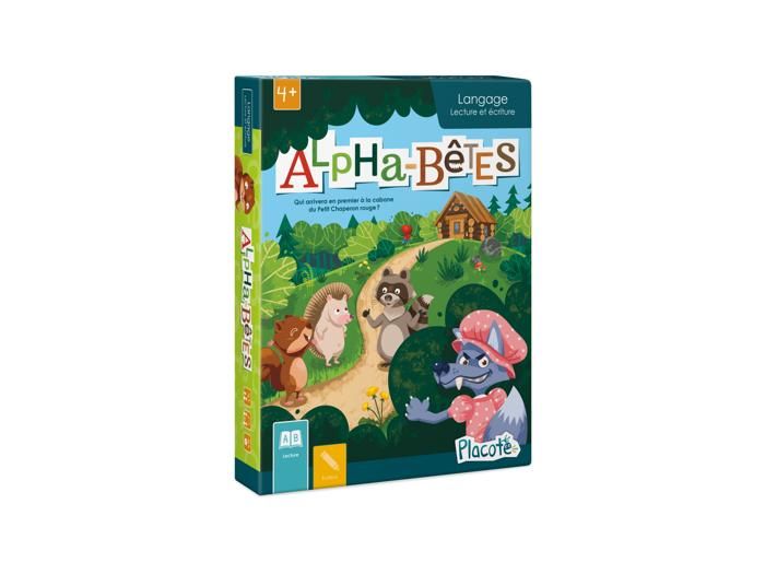 Placote Alpha-Betes – jeu de lettres évolutif pour enfants plateau 3D 144 cartes 4 planches