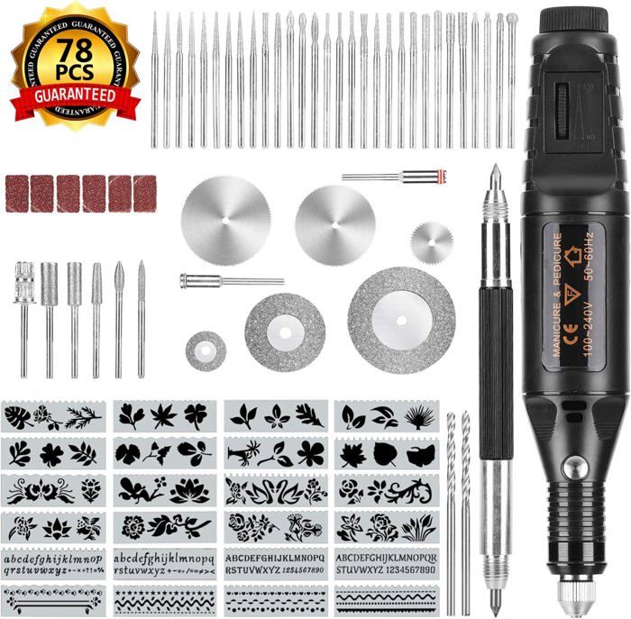 Stylo Graveur Rotatif Fervi P021 Sans Fil – Avec Pointes Diamantées Et Pile 1,5V
