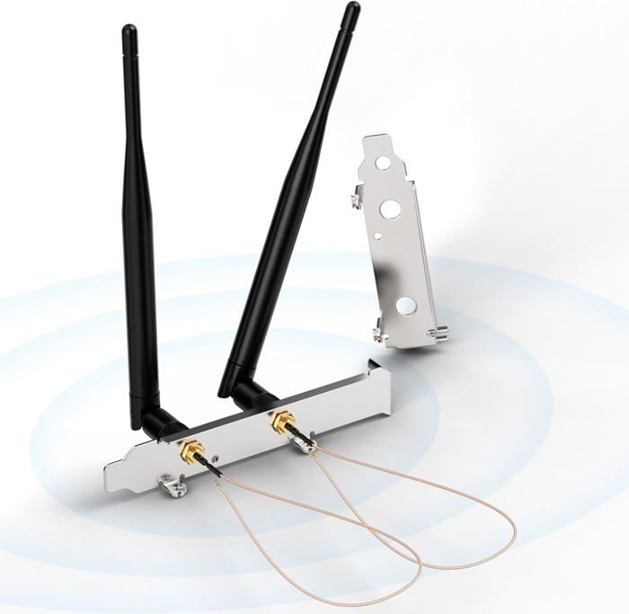 Kit Adaptateur Antenne WiFi 2,4/5/5,8 GHz - Avec Câbles U.FL Vers RP-SMA Et Support PCI Pour Carte Mini PCI-E - 2