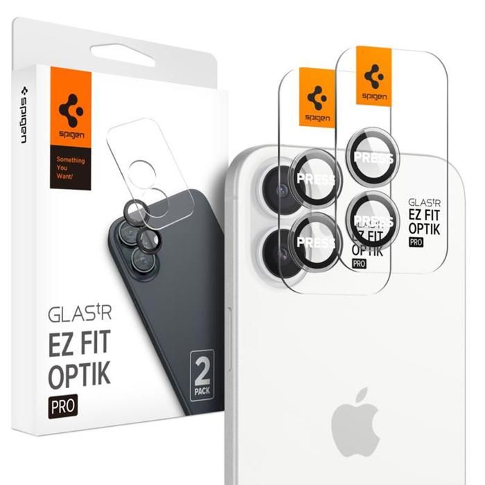 Protecteur dobjectif - SPIGEN - Optik Pro GLAS.TR EZ Fit - Verre trempé 9H - iPhone 16/16 Plus - Transparent