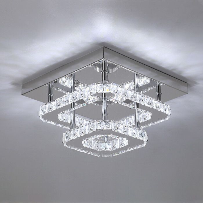 Cristal Plafonnier LED Lampe de plafond Lustre Salon Blanc Froid