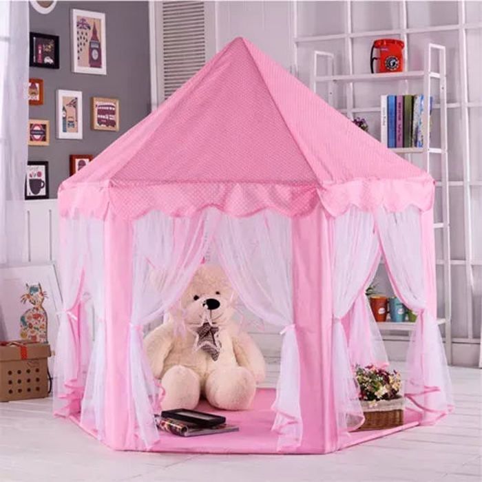 Tente De Jeu Château Rose Avec Lampes LED - Maison De Jeu Pour Enfants, Pyjama Party
