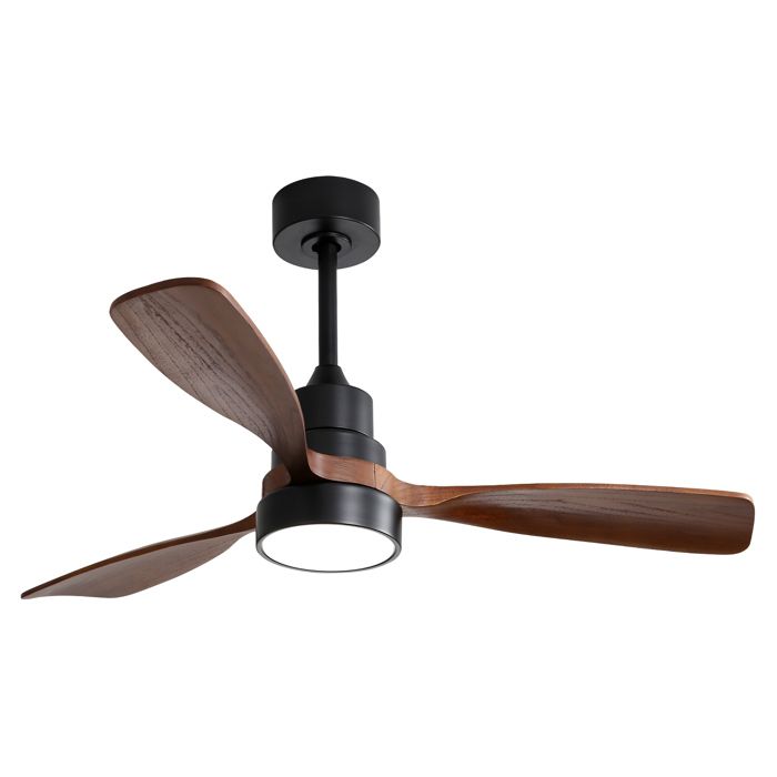 OKWISH Ventilateur de plafond de 48 pouces avec 3 pales en bois LED et télécommande noir - Okwish
