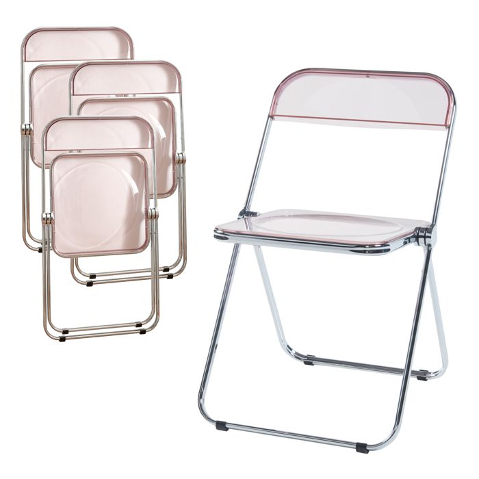 Lot de 4 chaises pliantes Pornainen rose transparent Lot de 4 chaises pliantes Pornainen rose transparent
