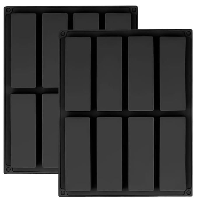 Lot De 3 Moules Silicone Rectangulaires 8 Cavités – Barres Granola, Énergétiques, Chocolat & Muffins