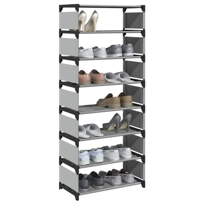 Étagère à chaussures 8 niveaux gris 54x28x124cm tissu non tissé