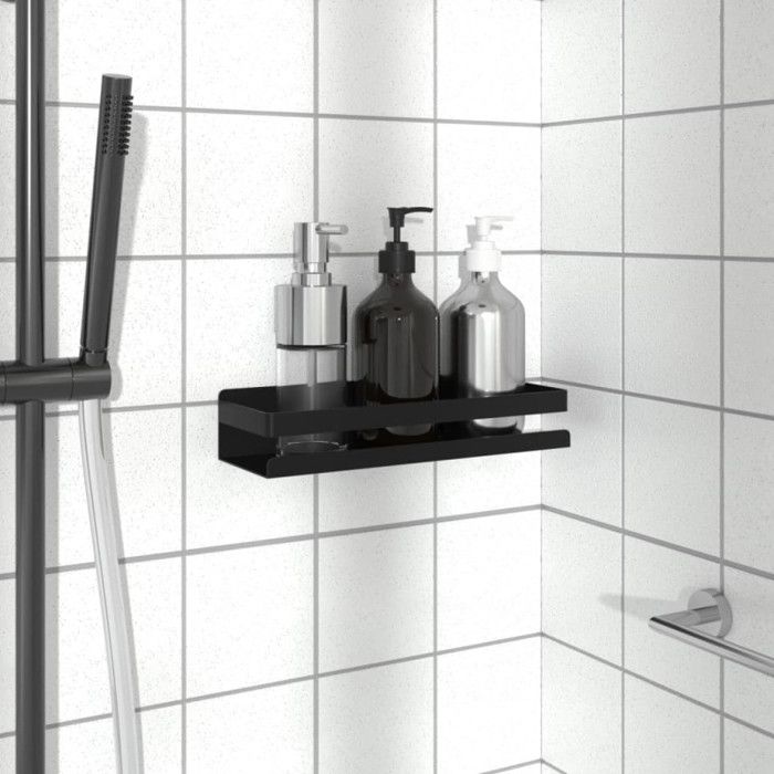 Étagère de douche noir mat acier inoxydable 304 brossé