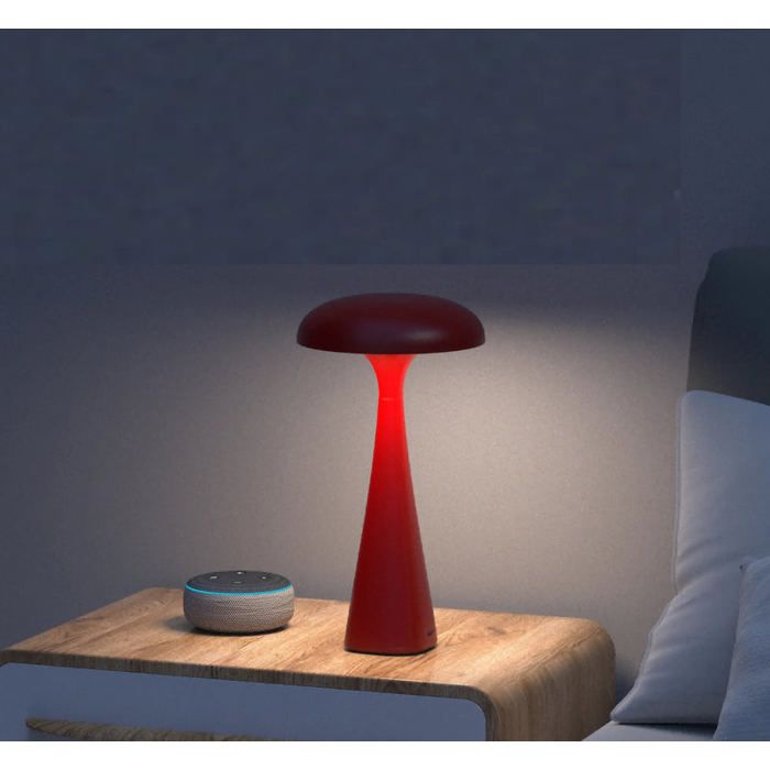 Lampe de table rechargeable LED – Modèle Margaux - Forme Champignon - Rouge Lampe de table rechargeable LED – Modèle Margaux - Forme Champignon - Rouge