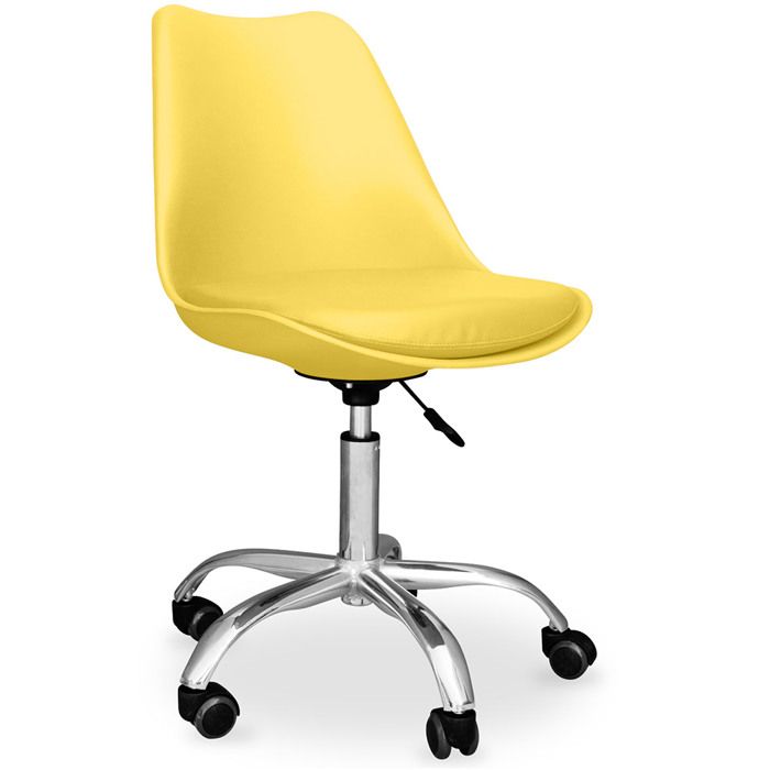 Chaise de bureau à roulettes – pivotante et réglable - Bamba Jaune