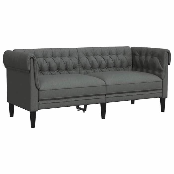Printemps/été 2025 Canapé 2 places Pour Salon - JM - Doux et durable - desgin Chesterfield - gris foncé tissu EU3655