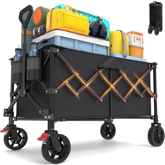 Chariot Pliable à Roulettes BEAU JARDIN - 226,8 Kg - Tout-Terrain Pour Plage Camping Jardin