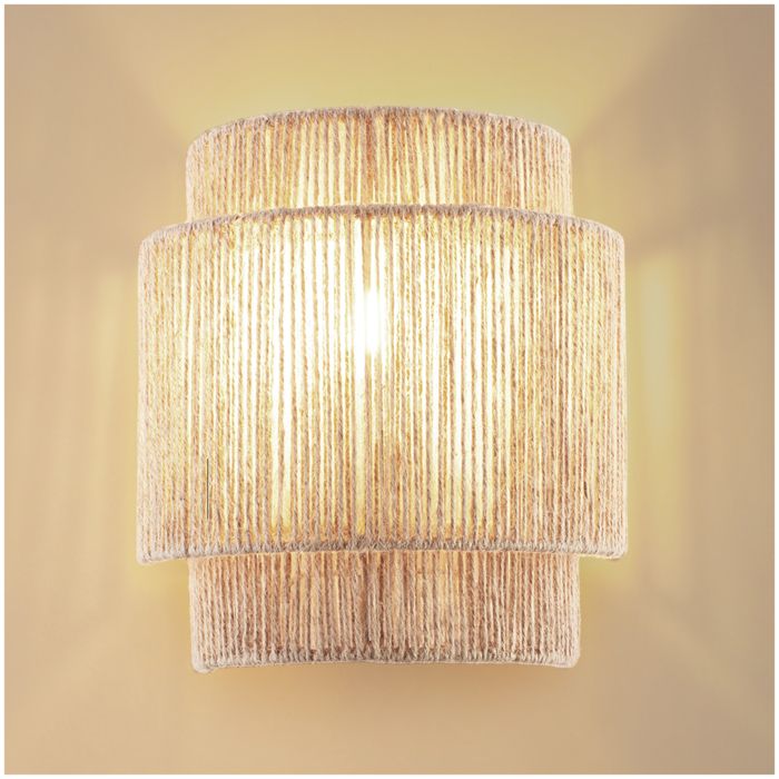 Abat-jour - TECTAKE - Applique murale LIGNEA LUX en jute avec structure en acier style bohème 40W