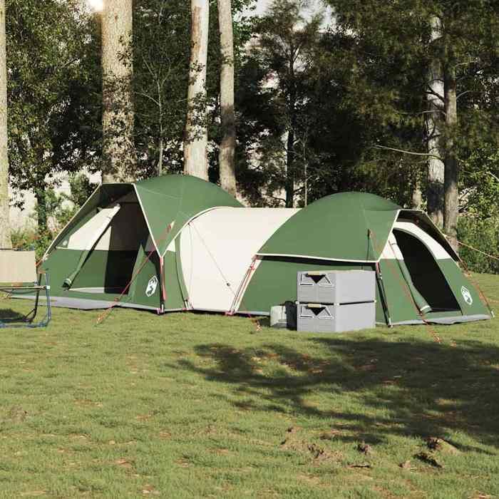 Tente de camping 5 personnes - vidaXL - Imperméable - Vert - 287x280x158 cm - 2 chambres - 2 portes