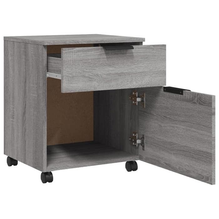 Moderne Classeur mobile BURKE Armoire de bureau avec roues Sonoma gris 45x38x54 cm Bois AA2592